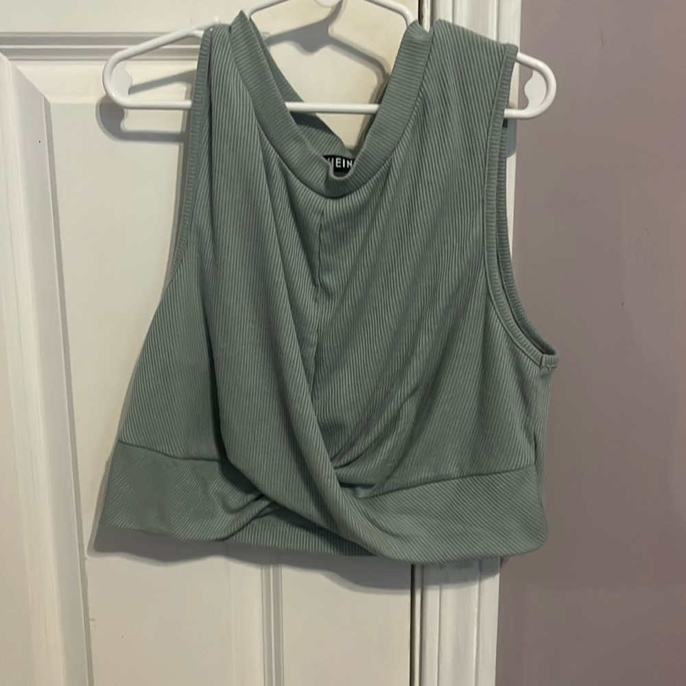 Green crossover crop top